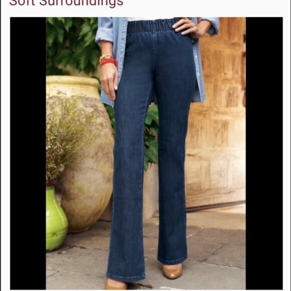 Soft Surroundings Flare High Waisted Pull On Jeans Small - Picture 1 of 5